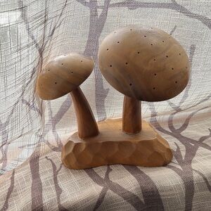 Vintage Mushrooms hand carved from Monkey Pod wood